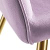 51XJYGmu7xL._AC_.jpg TecTake 800861 Lot de 2 Chaises de Salle à Manger Effet Velours Scandinave Pieds en Acier Dorés Élégant avec Accoudoirs – Diverses Couleurs (Rose)