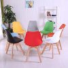 1 lot de 4 ou 6 chaises de salle à manger de couleur scandinave avec coussin en polyuréthane et pieds en hêtre (rose)