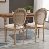 51bSvNlmpxL._AC_.jpg HOMCOM Lot de 2 chaises de Salle à Manger - Chaise de Salon médaillon Style Louis XVI - Bois Massif sculpté, patiné - Dossier cannage - Aspect Lin Beige