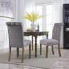 Yaheetech Lot de 2 chaises de Salle à Manger avec Dossier Haut, Pieds en Bois Massif, Assise rembourrée en Lin Gris foncé