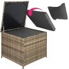 TecTake 800678 Salon de Jardin 4 Personnes en résine tressée, 2 Canapés modulables, Coffre de Rangement et Table Basse en Verre Inclus – Plusieurs Couleurs Disponibles (Marron Naturel | no. 403723)