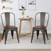 51jFRPeWeL._AC_.jpg Costway Lot 4 Chaises Salle à Manger Empilable de Style Industriel en Acier Convient pour Bistrot,Cuisine,Bar,Café, Jardin,Balcon 52 x 44 x 84cm (L x l x H) Charge Max. 120kg (Marron)