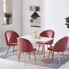 GOLDFAN Chaises de Salle à Manger Lot de 2 Velours Chaise de Cuisine Chaise Longue avec Pieds en métal pour Maison et Bureau, (Rose Foncé)