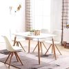 51t5VMknqTL._AC_.jpg Injoy Life Lot de 6 chaises de salle à manger modernes en plastique avec pieds en bois massif et siège rembourré doux pour cuisine, comptoir, salon, salon - Chaises d'angle blanches