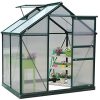 51tkC6qjHNL._AC_.jpg Outsunny Serre de Jardin Aluminium Polycarbonate 2,51 m² dim. 1,9L x 1,32l x 2,01H m Lucarne, Porte coulissante + Fondation Incluse alu. Vert Polycarbonate Transparent