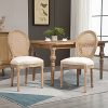 51u5aObwKHL._AC_.jpg HOMCOM Lot de 2 chaises de Salle à Manger - Chaise de Salon médaillon Style Louis XVI - Bois Massif sculpté, patiné - Dossier cannage - Aspect Lin Beige