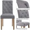 Yaheetech Lot de 2 chaises de Salle à Manger avec Dossier Haut, Pieds en Bois Massif, Assise rembourrée en Lin Gris foncé