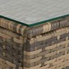 TecTake 800678 Salon de Jardin 4 Personnes en résine tressée, 2 Canapés modulables, Coffre de Rangement et Table Basse en Verre Inclus – Plusieurs Couleurs Disponibles (Marron Naturel | no. 403723)