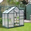 613hpo9cKL._AC_.jpg Outsunny Serre de Jardin Aluminium Polycarbonate 2,51 m² dim. 1,9L x 1,32l x 2,01H m Lucarne, Porte coulissante + Fondation Incluse alu. Vert Polycarbonate Transparent