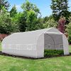 Outsunny Serre Tunnel de Jardin dim. 6L x 3l x 2H m Porte + 8 fenêtres enroulables Acier galvanisé bâche PE Haute densité Blanc