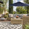 6156HeyYtSL._AC_.jpg SONGMICS Parasol de jardin Ø3 m, Ombrelle, protection UPF 50+, toile polyester octogonale, inclinable, manivelle, balcon, terrasse, piscine, plage, sans socle, Bleu Marine GPU30BU