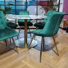 615IuXz5rkL._AC_.jpg Selsey Briare - Lot de 2 chaises Salle à Manger pivotantes - Vert, Matelassées, Base d’Or, Pied en métal - Style Vintage