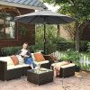 61EfIpAxTNL._AC_.jpg SONGMICS Parasol de jardin avec ampoules LED à énergie solaire, Ombrelle de terrasse, diamètre 3 m, protection salaire UPF50+, inclinaison réglable, avec manivelle, sans socle, Gris GPU33GY