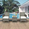 61GAtrJMrNS._AC_.jpg DuraB Ensemble de meubles de balcon en polyrotin pour 2 personnes - 1 table et 2 fauteuils - Résistant aux intempéries - Pour jardin, balcon et terrasse (rotin gris)