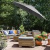 61H4QZeaRzL._AC_.jpg SONGMICS Parasol de jardin avec ampoules LED à énergie solaire, Ombrelle de terrasse, diamètre 3 m, protection salaire UPF50+, inclinaison réglable, avec manivelle, sans socle, Gris GPU33GY