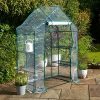 61IGIgVK2OL._AC_.jpg BRAMBLE Serre de Jardin avec 6 Étagères, Bâche Résistante & Imperméable, Cordes & Piquets - Solide & Facile à Assembler - 195x143x73cm