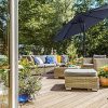 61QguWvfbL._AC_.jpg SONGMICS Parasol de jardin Ø3 m, Ombrelle, protection UPF 50+, toile polyester octogonale, inclinable, manivelle, balcon, terrasse, piscine, plage, sans socle, Bleu Marine GPU30BU