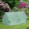 61VAuX82glL._AC_.jpg Outsunny Mini Serre de Jardin Serre à tomates 180L x 90l x 90H cm Acier PE Haute densité 140 g/m² Anti-UV 2 fenêtres avec Zip enroulables Vert