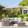 61q4WxZboeS._AC_.jpg Parasol de Jardin Ovale XXL 400 x 200 cm - Ouverture/Fermeture Facile avec Manivelle — Pliable - Protège contre les UV - Toile Polyester Haute Densité - Pour Jardin et Terrasse - Beige
