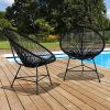 61rrrtTHML._AC_.jpg IDMarket - Lot de 2 fauteuils de Jardin Izmir Noirs Design Oeuf avec Cordage Plastique