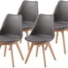 Albatros Chaises de Salle à Manger AARHUS, Lot de 4, Gris avec Pieds en Bois Massif, Hêtre, Design Rétro Scandinave