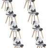 BenyLed Lot de 8 Chaises de Salle à Manger Chaises Patchwork Colorées avec Pieds en Bois Chaise Longue Scandinave (Noir-8pcs)
