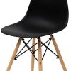 Classic - Chaise de salle à manger ou bureau avec Classic - Chaise de salle à manger ou bureau avec pieds en bois, ergonomique, 54 x 46 x 82 cm, noir