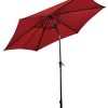 Costway Parasol de Jardin Inclinable Φ 270 CM Patio Pare-Soleil Costway Parasol de Jardin Inclinable Φ 270 CM Patio Pare-Soleil Imperméable avec Toile Polyester et Baleines en Fer Robuste, Base Non Inclus (Rouge Vine)