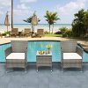 DuraB Ensemble de meubles de balcon en polyrotin pour 2 DuraB Ensemble de meubles de balcon en polyrotin pour 2 personnes - 1 table et 2 fauteuils - Résistant aux intempéries - Pour jardin, balcon et terrasse (rotin gris)