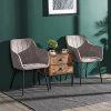 FurnLAB Lot de 2 chaises de salle à manger avec FurnLAB Lot de 2 chaises de salle à manger avec accoudoirs et pieds en métal Gris