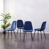 GOLDFAN Chaise en Tissu Lot de 4 Chaises de Cuisine GOLDFAN Chaise en Tissu Lot de 4 Chaises de Cuisine Chaises Salle à Manger Chaises de Salon Chaise en Velours avec Pieds en Métal Bleu