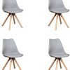 GrandCA HOME Chaises,Lot de 4 Chaises de Salle à Manger Style Nordique avec Pieds en Bois Massif,Chaise de Bureau Chaise de Cuisine Chaise de Salon (Gris)
