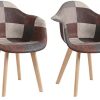 GrandCA HOME Lot de 2 Chaises Chaise de Salle à GrandCA HOME Lot de 2 Chaises Chaise de Salle à Manger de Style Nordique Fauteuil Chaise Patchwork Chaise de Cuisine Chaise de Bureau (Brun)