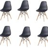 GrandCA Home Ensemble de 6 Chaises, Design Bois Chaise de Salle à Manger, Chaise de Bureau, Chaise de Salon (Noir-6chaise)