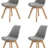 H.J WeDoo Lot de 4 Chaises Salle à Manger en H.J WeDoo Lot de 4 Chaises Salle à Manger en Chêne, Rembourrée Scandinaves Chaise de Cuisine/Bureau avec Pieds en Bois Massif - Gris