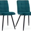 HNNHOME Cubana Lot de 2 chaises de salle à manger HNNHOME Cubana Lot de 2 chaises de salle à manger rembourrées en velours avec pieds solides en métal noir (sarcelle, velours)
