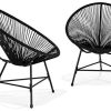 IDMarket - Lot de 2 fauteuils de Jardin Izmir Noirs IDMarket - Lot de 2 fauteuils de Jardin Izmir Noirs Design Oeuf avec Cordage Plastique