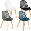 IDMarket - Lot de 4 chaises Mandy Mix Color Blanche, IDMarket - Lot de 4 chaises Mandy Mix Color Blanche, Bleu Canard, Grise et Noire