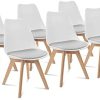 IDMarket - Lot de 6 chaises SARA édition spéciale Blanches Coussin Gris