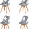 Injoy Life Lot de 4 chaises de salle à manger Injoy Life Lot de 4 chaises de salle à manger modernes en patchwork avec pieds en bois massif et siège rembourré doux pour cuisine, salon, bureau, noir