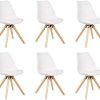 Injoy Life Lot de 6 chaises de salle à manger Injoy Life Lot de 6 chaises de salle à manger modernes en plastique avec pieds en bois massif et siège rembourré doux pour cuisine, comptoir, salon, salon - Chaises d'angle blanches