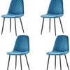 JYMTOM Lot de 4 Chaises en Velours de Salle à Manger avec Pieds en Métal de Style Moderne (Bleu Claire)