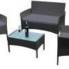 LZQ Salon de Jardin Ensemble de Meubles de Balcon en LZQ Salon de Jardin Ensemble de Meubles de Balcon en rotin synthétique avec 2 fauteuils de Chaise, Table et Coussin Anthracite (Type-1)