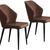 Lot de 2 chaises de salle à manger, Empilable chaises Lot de 2 chaises de salle à manger, Empilable chaises de salon simili cuir, sans accoudoir ,Style industriel , pieds en métal mat, Chaises modernes de chambre, Chaise de cuisine, Marron