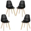 Lot de 4 Chaises de Salle Manger Scandinave, Siège en Plastique PP et Pieds en Bois de Hêtre, Chaises de Salle à Manger Moderne pour Cuisine, Salle à Manger, Salon (Noir, 4)