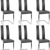 Lot de 6 Chaise de Salle à Manger Chaises de Maison en Forme d'arc à Dossier Unique pour Cuisine/Salle à Manger/Jardin (Noir-Blanc, 6)