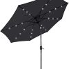 NAIZY Parasols avec LED Parasol aluminium 300cm avec manivelle Protection NAIZY Parasols avec LED Parasol aluminium 300cm avec manivelle Protection UV 40+ Parasol cantilever Parasol de plage Parasol à manivelle pour jardin, balcon, terrasse (300cm gris foncé)