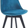 Nordlys - Lot de 2 Chaises de Salle a Manger Scandinaves Pieds Bois Velours Bleu Canard
