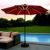 Parasol de Jardin Lumineux Solaire Ø 270 cm - Tube Parasol de Jardin Lumineux Solaire Ø 270 cm - Tube Aluminium 38 MM Noir - Toile parasol en Polyester 180g/m2 UV 50-16 Tubes LED Blanc Chaud - Panneau Solaire 1,8W inclus