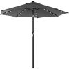 SONGMICS Parasol de jardin avec ampoules LED à énergie solaire, SONGMICS Parasol de jardin avec ampoules LED à énergie solaire, Ombrelle de terrasse, diamètre 3 m, protection salaire UPF50+, inclinaison réglable, avec manivelle, sans socle, Gris GPU33GY